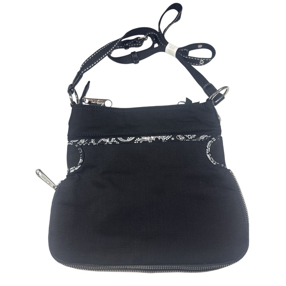 Thirty One-Crossbody Shoulder Bag‎ Purse Black Fabric Handbag Expandable NEW
